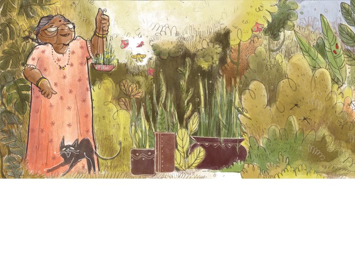 Old lady in the garden