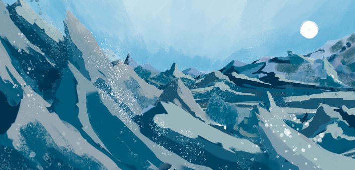 Waves crashing and transforming into mountains