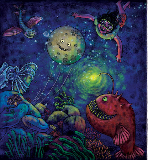 Moon and anglerfish