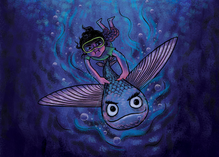 Girl holding the fish