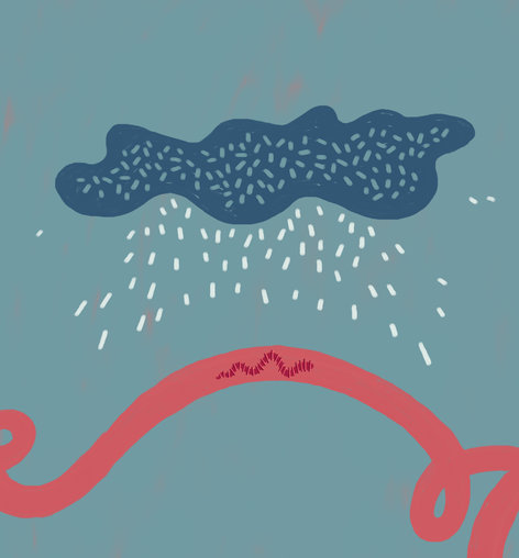 A cloud, some rain and an earthworm