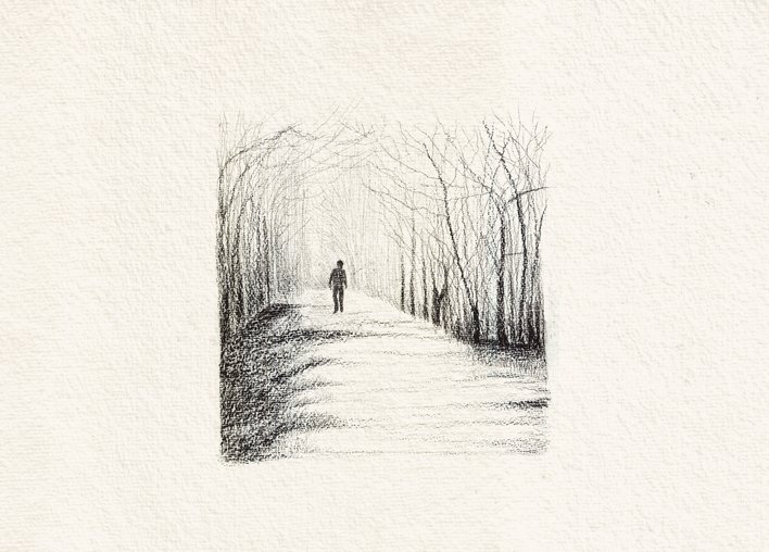 Man walking through the woods