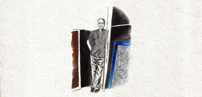 A man leaning on a wall
