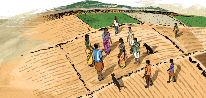 A group of people out in the field