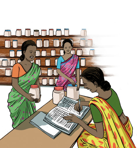 A group of women working together