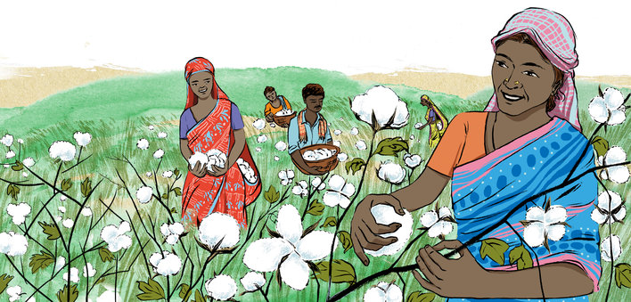 Group of happy people in the field