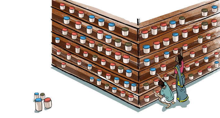 jars displayed on a shelf