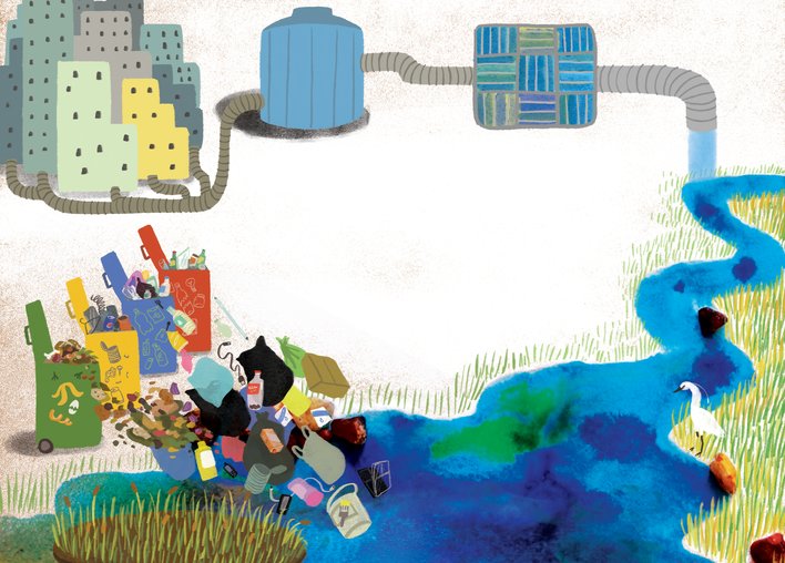 a river with pollutants