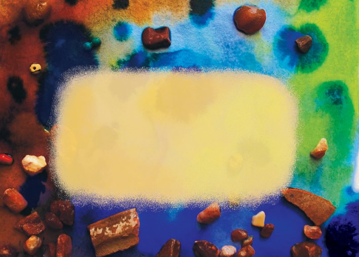 A brown patch against blue