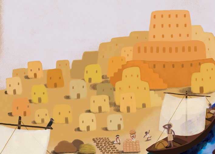 A city with a boat