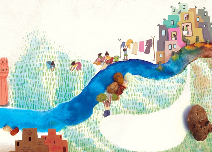 People washing clothes in the river