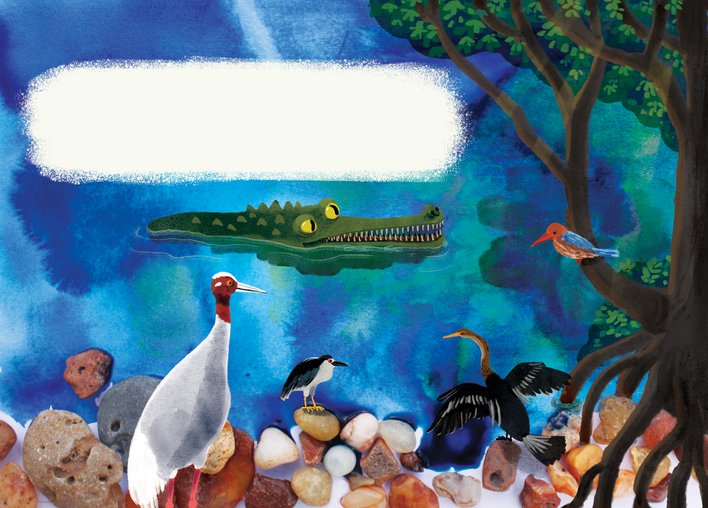 A river with a crocodile