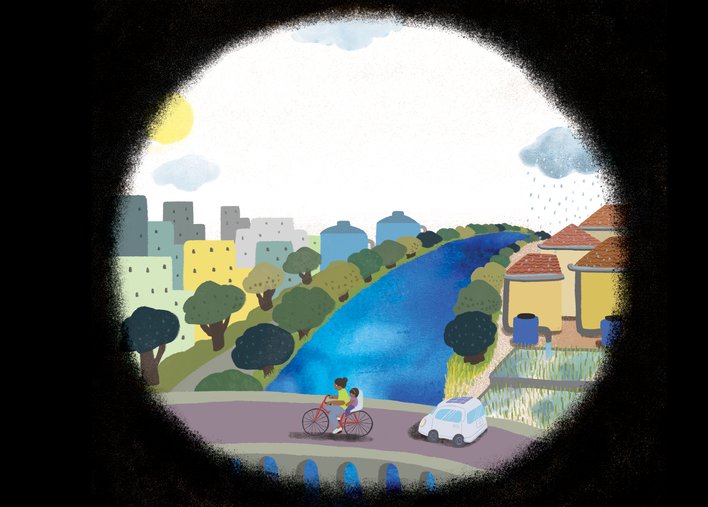 river in a city