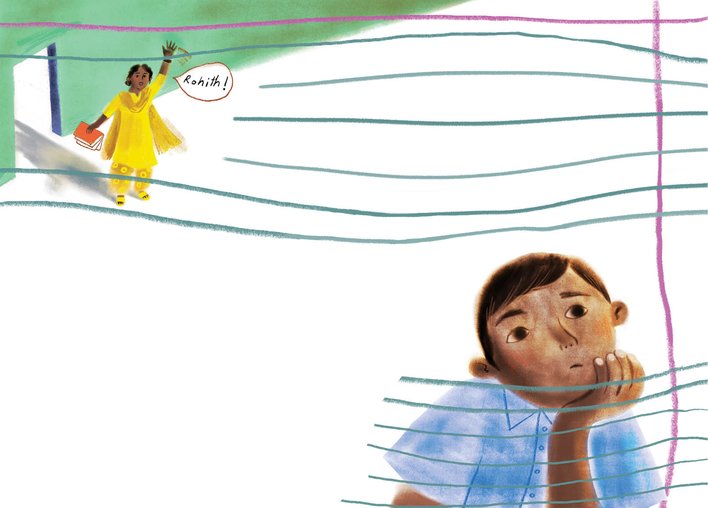 A teacher calling out to a boy