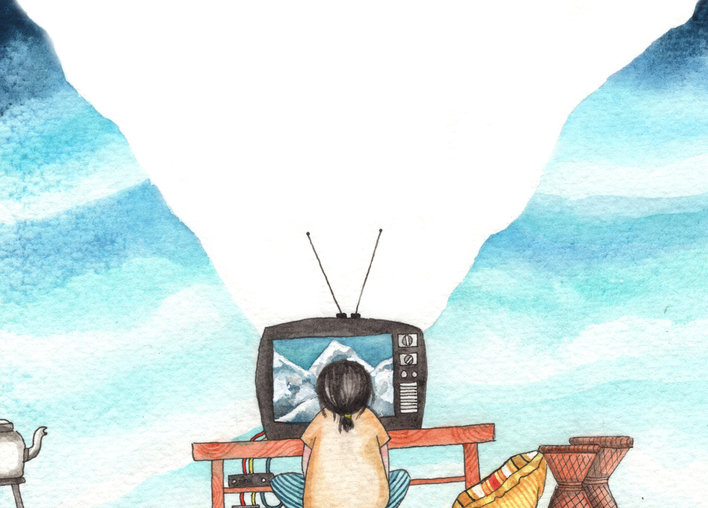 Girl watching TV
