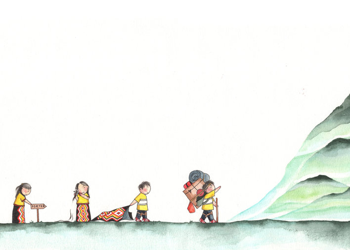 Girl working as a mountain porter