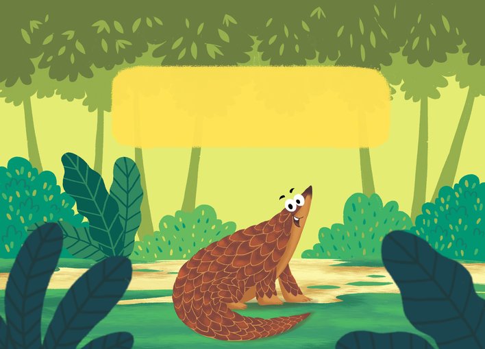 Pangolin sitting on grass