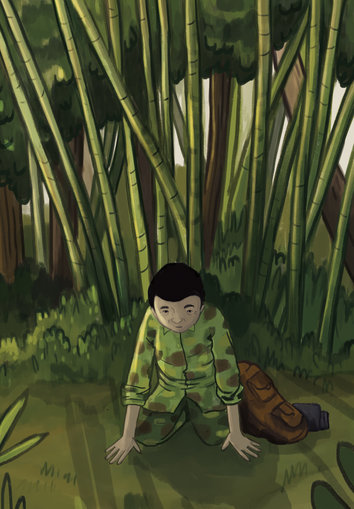 Man looking at the grass