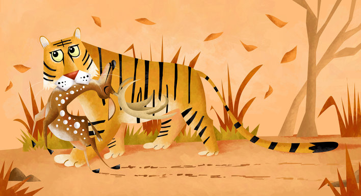 Tiger with Dead Deer