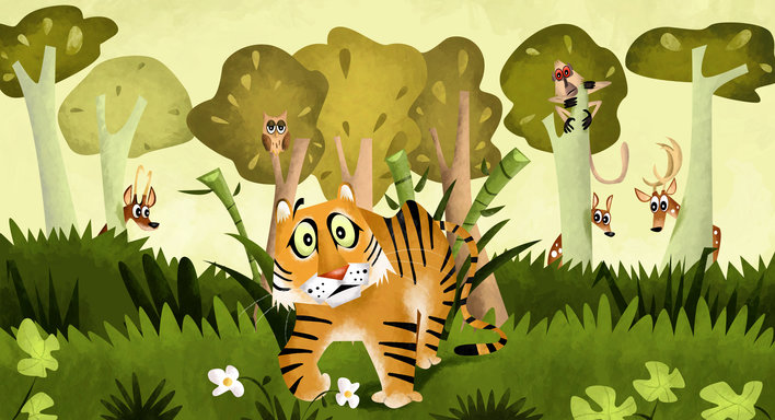 Tiger Alone in the Forest