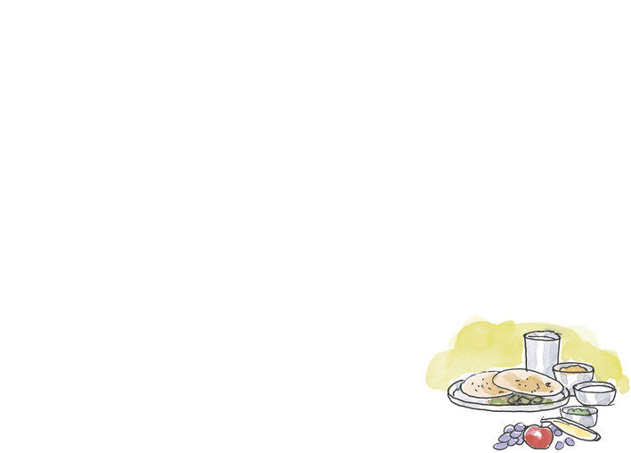 Food in plate and bowls