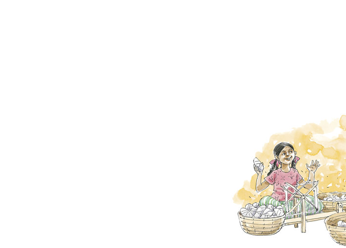 A girl selling wares