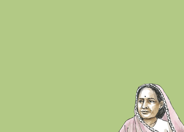 Kasturba Gandhi in a sari