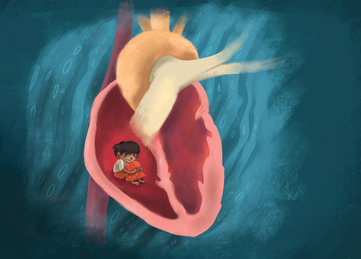 Girl inside a heart