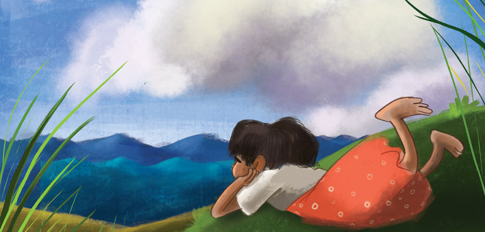 Girl looking at the sky