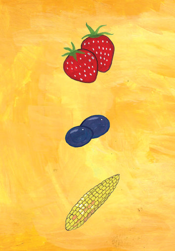 Lychees, jamun and corn