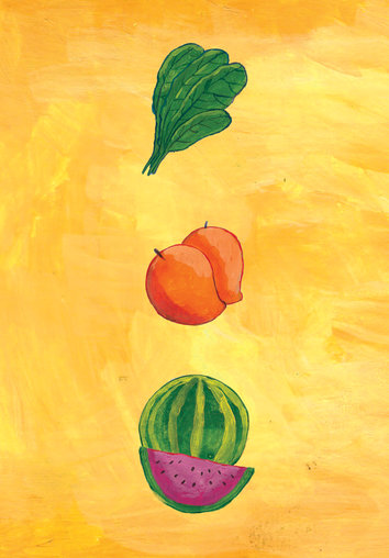 Spinach, mango and watermelon