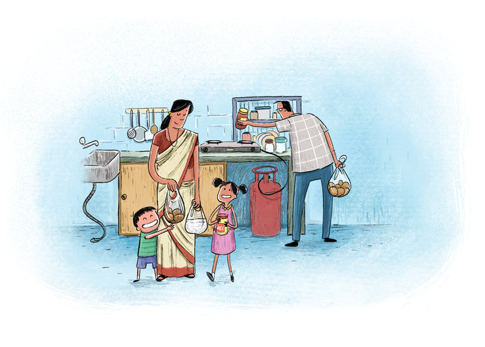 Girl is holding a bottle of ghee