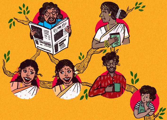 Girl thinking of her father's family tree