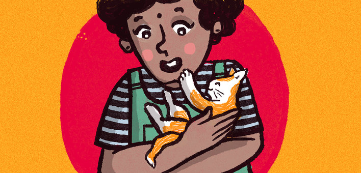 A girl and a kitten