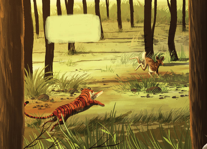Tiger chasing Deer