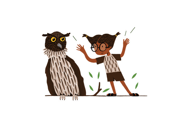 An owl and a boy